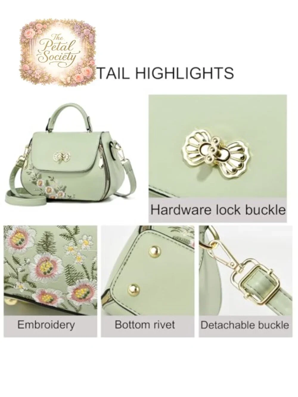 Embroidered Small Top Handle Satchel Purse for Women Convertible Crossbody